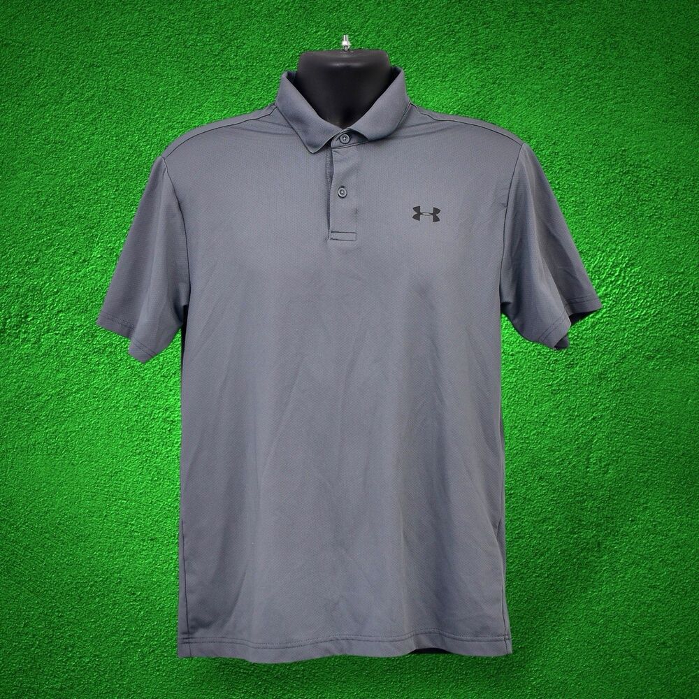 Under Armour Men's Polo Shirt Small, Gray Performance Loose, Heatgear
